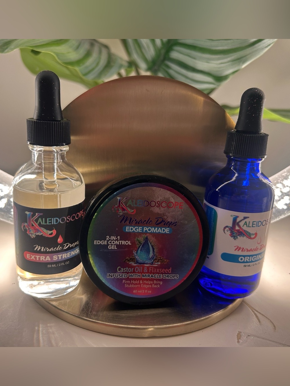 Kaleidoscope Miracle Drops Hair Growth Bundle Edge Pomade + Oils